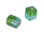18 x 14mm Apple Green/Turq. Foil Rectangle Handmade Lampwork Gla 18 x 14mm Apple Green/Turq. Foil Rectangle Handmade Lampwork Gla