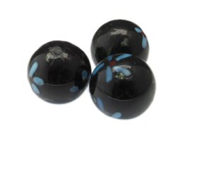 (image for) 24mm Black Floral Lampwork Glass Bead, 1 bead, NO Hole
