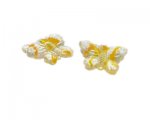30 x 26mm Yellow Stripe Butterfly Pressed Glass Bead, 2 beads 30 x 26mm Yellow Stripe Butterfly Pressed Glass Bead, 2 beads