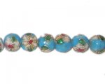 8mm Turquoise Round Cloisonne Bead, 6 beads