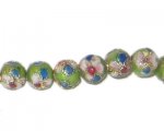 8mm Apple Green Round Cloisonne Bead, 6 beads