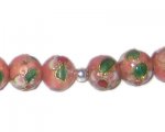 10mm Pink Round Cloisonne Bead, 4 beads