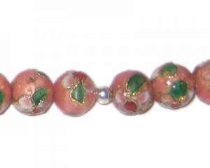 10mm Pink Round Cloisonne Bead, 4 beads