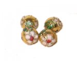 10mm Gold Round Cloisonne Bead, 4 beads
