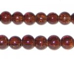 8mm Dark Brown Round Crackle Glass Bead, approx. 55 beads