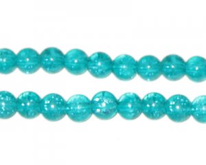 6mm Aqua Crackle Glass Bead, approx. 74 beads