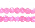 8mm Neon Pink Round Crackle Glass Bead
