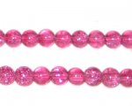 6mm Fuchsia Round Crackle Glass Bead, approx. 75 beads
