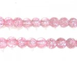 6mm Baby Pink Crackle Glass Bead, 16" string