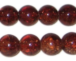 12mm Dark Brown Crackle Glass Bead, 8" string, approx. 18 beads