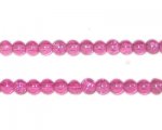 4mm Fuchsia Round Crackle Glass Bead, approx. 105 beads
