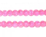 6mm Neon Pink Round Crackle Glass Bead, approx. 74 beads