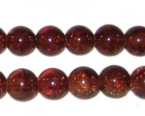 10mm Dark Brown Crackle Bead, 8" string, approx. 21 beads