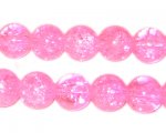 10mm Neon Pink Round Crackle Bead, 8" string, approx. 21 beads