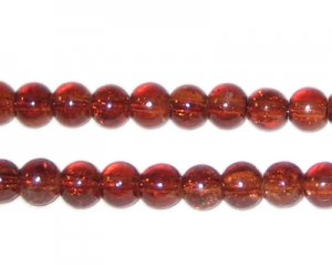 6mm Dark Brown Round Crackle Glass Bead, approx. 74 beads