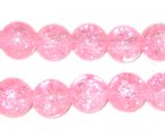 10mm Baby Pink Round Crackle Glass Bead, 8" string