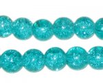10mm Aqua Crackle Bead, 8" string, approx. 21 beads