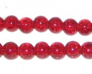 8mm Light Red Round Crackle Glass Bead, approx. 55 beads