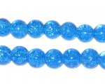 8mm Light Turquoise Round Crackle Glass Bead, approx. 55 beads