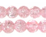 12mm Baby Pink Round Crackle Bead, 8" string, approx. 18 beads