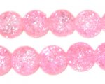 12mm Neon Pink Round Crackle Bead, 8" string, approx. 18 beads