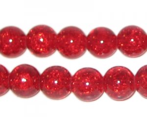 10mm Light Red Crackle Bead, 8" string, approx. 21 beads