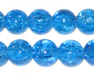 12mm Dark Turquoise Crackle Bead, approx. 18 beads