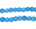 6mm Dark Turquoise Round Crackle Glass Bead, approx. 48 beads