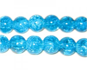 10mm Light Turquoise Crackle Bead, 8" string