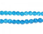 6mm Light Turquoise Round Crackle Glass Bead, approx. 74 beads