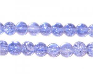 6mm Lilac Round Crackle Glass Bead, approx. 74 beads
