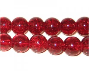 10mm Dark Red Crackle Bead, 8" string, approx. 21 beads