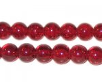 8mm Dark Red Round Crackle Glass Bead, approx. 35 beads