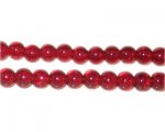 6mm Dark Red Round Crackle Glass Bead, approx. 74 beads
