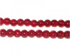 6mm Dark Red Round Crackle Glass Bead, approx. 74 beads