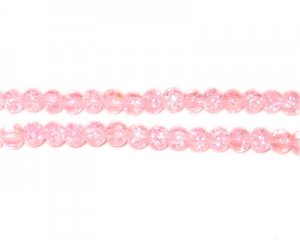 4mm Baby Pink Round Crackle Glass Bead, approx. 105 beads