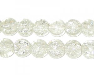 8mm Crystal Round Crackle Glass Bead, approx. 55 beads
