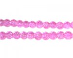 6mm Pink Round Crackle Glass Bead, approx. 74 beads