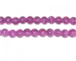 6mm Plum Round Crackle Glass Bead, approx. 74 beads