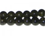 12mm Olive Green Crackle Glass Bead, approx. 18 beads