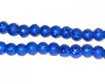 6mm Drizzled Blue Glass Bead, approx. 50 beads