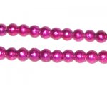 6mm Drizzled Fuchsia Glass Bead, approx. 43 beads