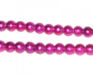 6mm Drizzled Fuchsia Glass Bead, approx. 43 beads
