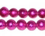 12mm Drizzled Fuchsia Glass Bead, approx. 14 beads