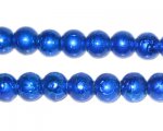 8mm Drizzled Blue Glass Bead, approx. 35 beads