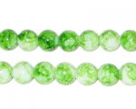 8mm Marble-Style Green Glass Bead, approx. 52 beads 8mm Marble-Style Green Glass Bead, approx. 52 beads