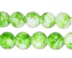 12mm Marble-Style Green Glass Bead, approx. 18 beads 12mm Marble-Style Green Glass Bead, approx. 18 beads