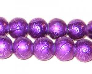 12mm Drizzled Violet Glass Bead, 8" string