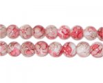 8mm Marble-Style Red/Gray Glass Bead, approx. 55 beads