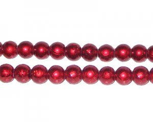 6mm Drizzled Red Glass Bead, approx. 50 beads